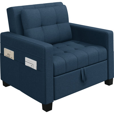 3-in-1 Convertible Sleeper Accent Chair Bed with Adjustable Backrest & Back Pillow