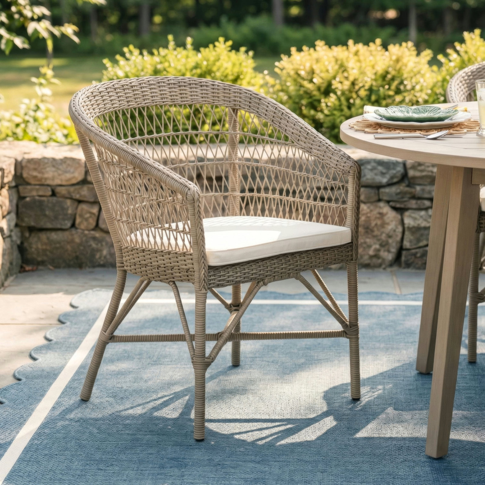 Cataldo Stackable Patio Armchair, White Canvas