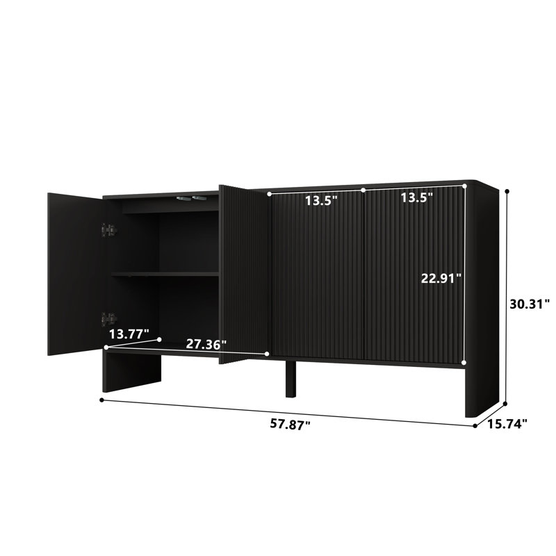 Buffet Eriha 57,87 ", Noir, noir, noir, noir