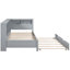 Lit de jour simple avec couchette grise, charge, tablette de rangement