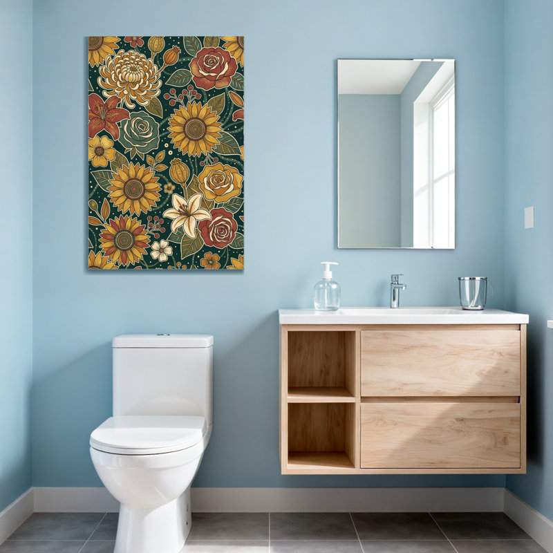 Plantes et fleurs, motif floral avec tournesols, roses et feuilles