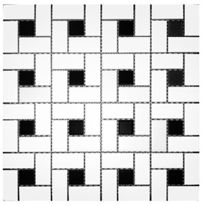 CC Mosaics Mg 12X12 Pinwheel Mos Wh/Blk Dot