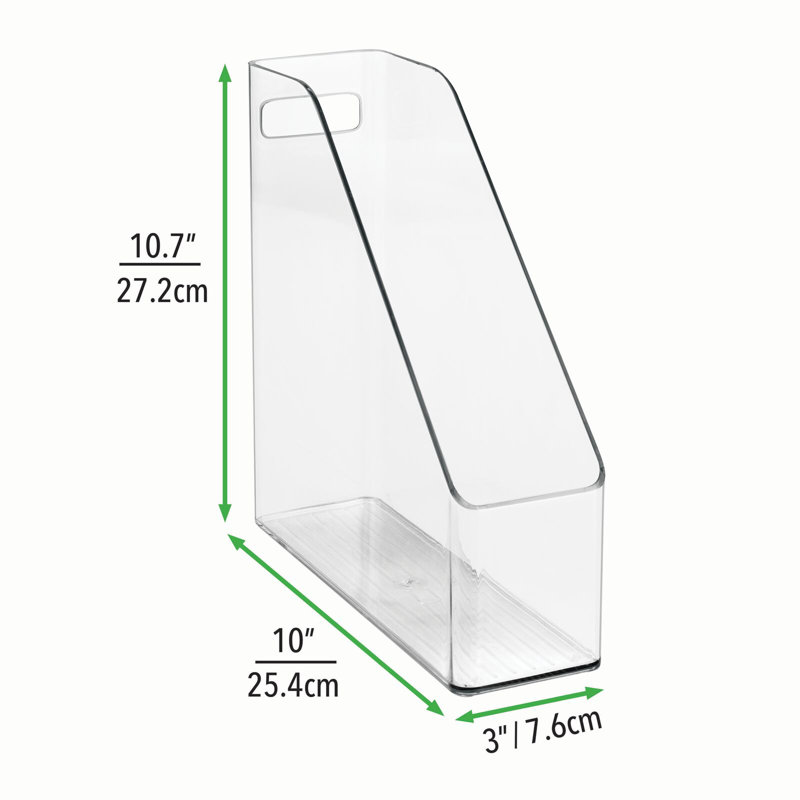 Clear Plastic Slim File Folder Storage Organizer with Handle, 4 Pack