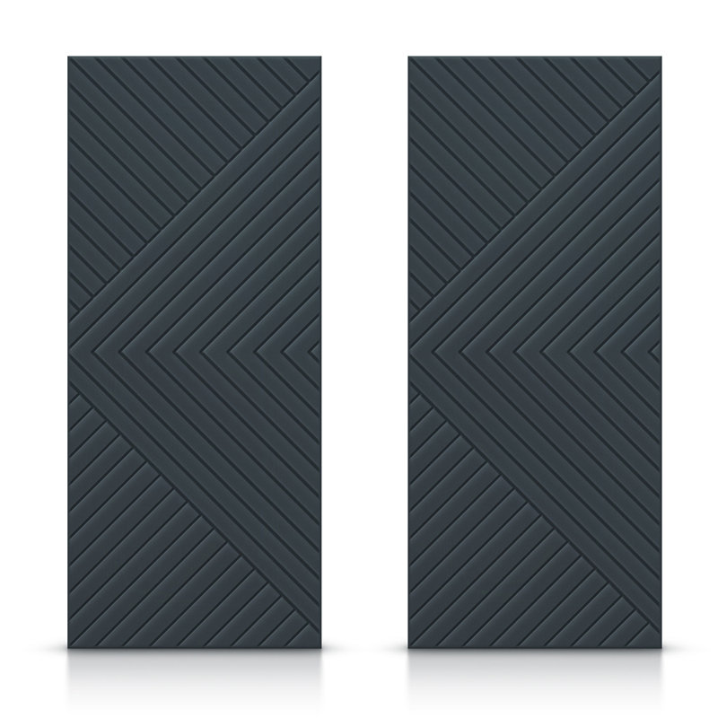 Portes à panneaux coulissantes doubles à panneaux, 48 po x 80 po, Gris anthracite