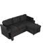 En forme de L noir avec méridienne réversible, porte-gobelets, ports et confort, rangement dissimulé pour lit convertible, revêtement en chenille,-1082762103