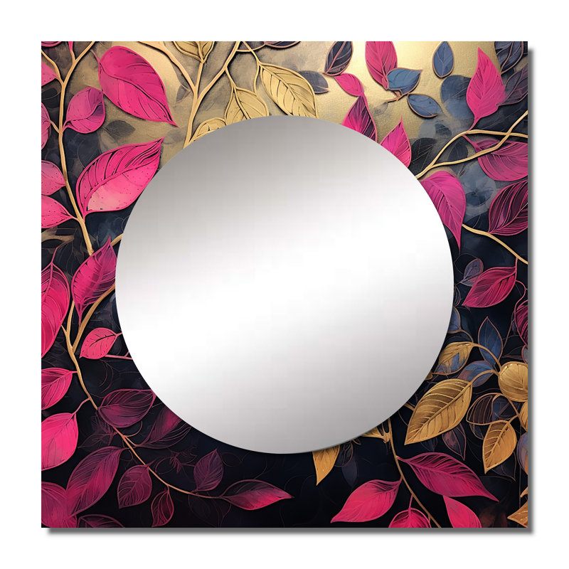 Emet - Miroir mural à feuilles décoratives pour chambre à coucher, 36 po x 36 po