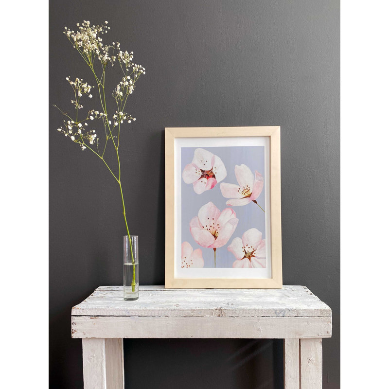 Cherry Blossoms On Gray Print, 11" H x 8.5" W