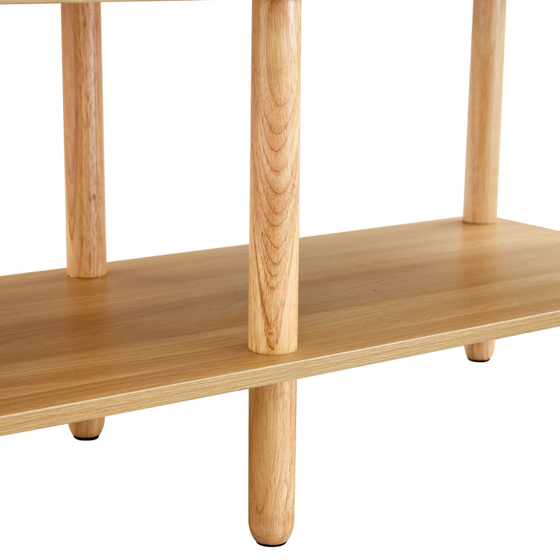Modern 2-Tier Tv Stand, Rectangular Centre Table With Open Storage Shelf, Burly Wood