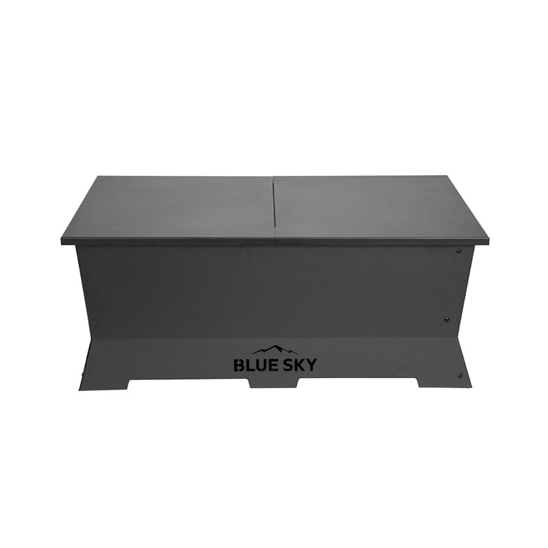 Black Steel Rectangle Fire Pit Lid with Drainage Design