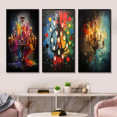 Lustre coloré Pop Art Glamour I - ensemble de 3 décorations murales lustre