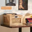 Boîte de rangement pour disques vinyles en rotin, design cubique, pouvant contenir plus de 75 albums et un organisateur de magazines-703045251