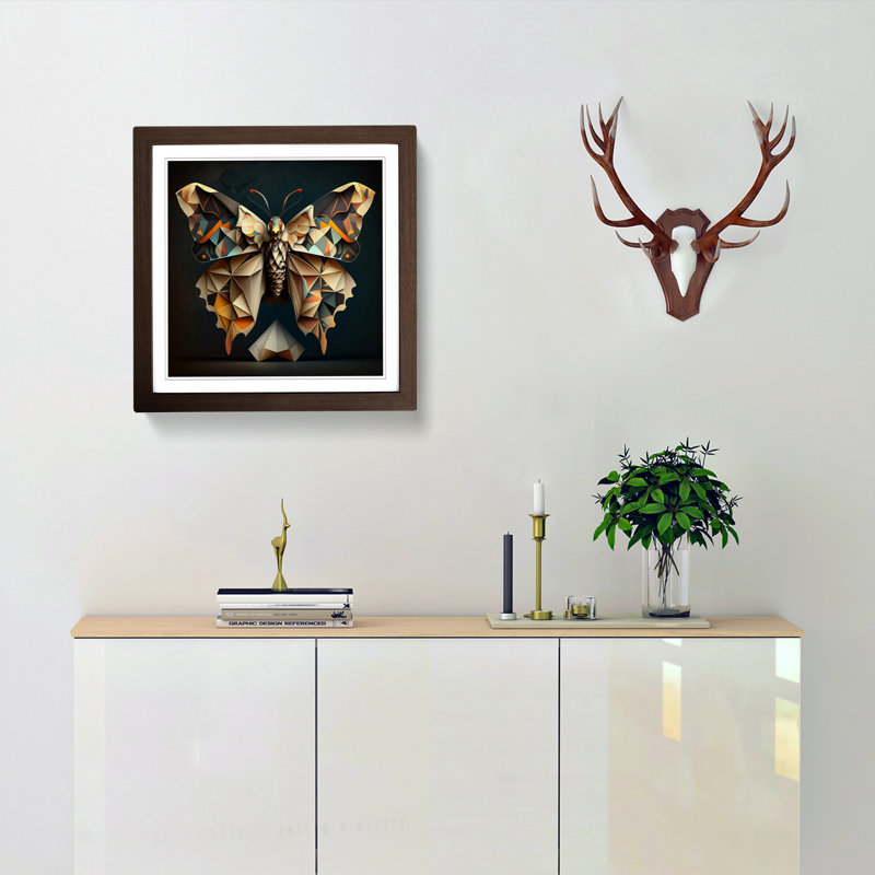 Moth Cubism - Framed Print, Walnut