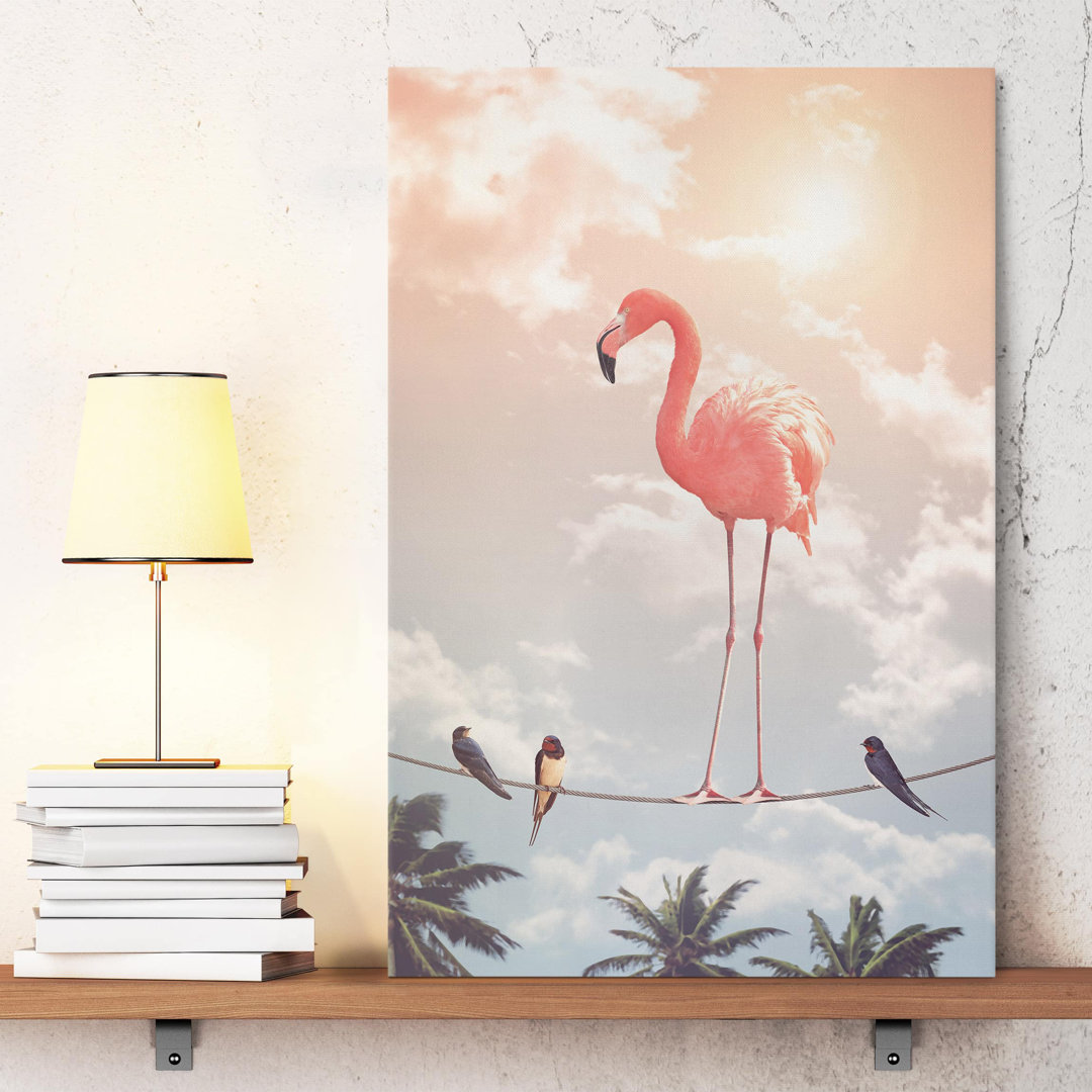 Leinwandbild Himmel mit Flamingo von Jonas Loose