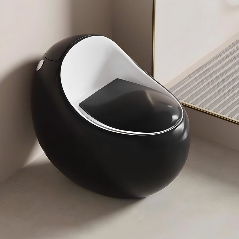 Toilette 12 po siphonique noire résistante aux odeurs pour salle de bain, Black