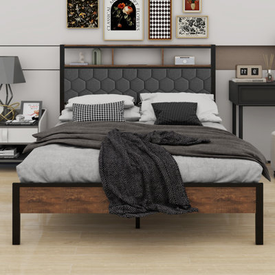 Bed Platform Bedside With Soft Package And Usbs by 17 Stories