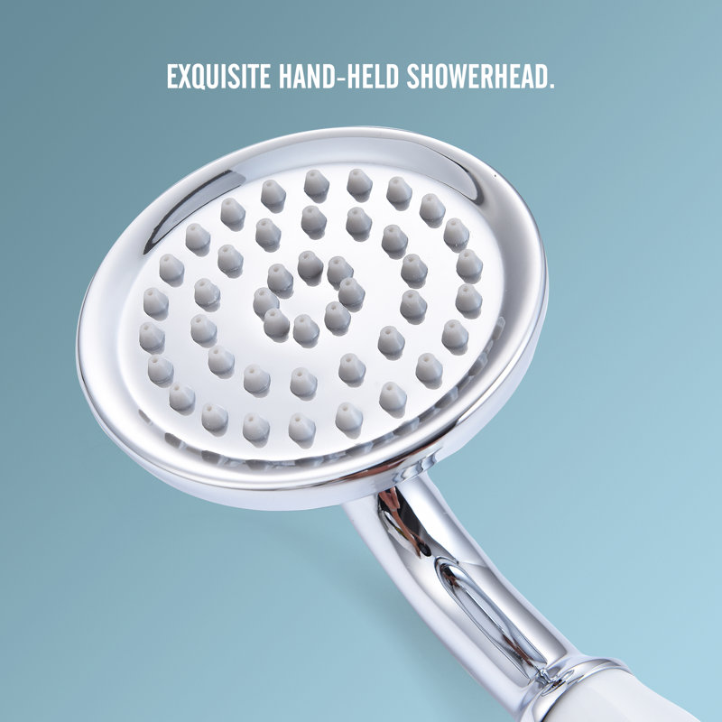 Cisy Floor Mounted Freestanding Tub Filler with Diverter and Handshower, Chrome