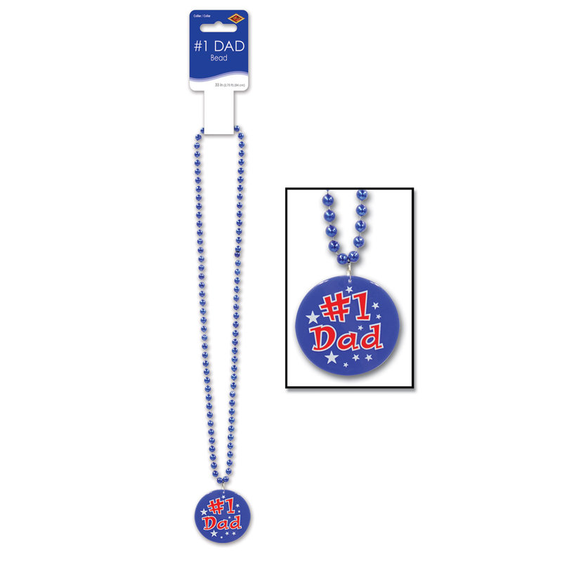 Beads with Printed #1 Dad Medallion