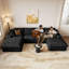Canapé modulaire en forme de U de 136 po avec méridienne en forme de U, canapé sans dossier en velours côtelé avec repose-pieds, canapé en mousse à mémoire de forme dans une boîte avec siège profond pour le salon, aucun assemblage requis (vert, méridienne)