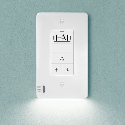Akicon Humidity Sensor Light Switch with Night Light Radar Sensor Plate,Timer Switch for Bathroom Exhaust Fan, UL Listed, White