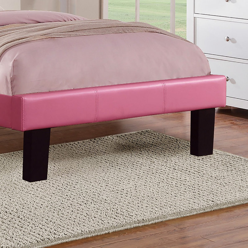 Mobilier de chambre à coucher 1pc lit en similicuir de polyuréthane, Lit simple, Rose