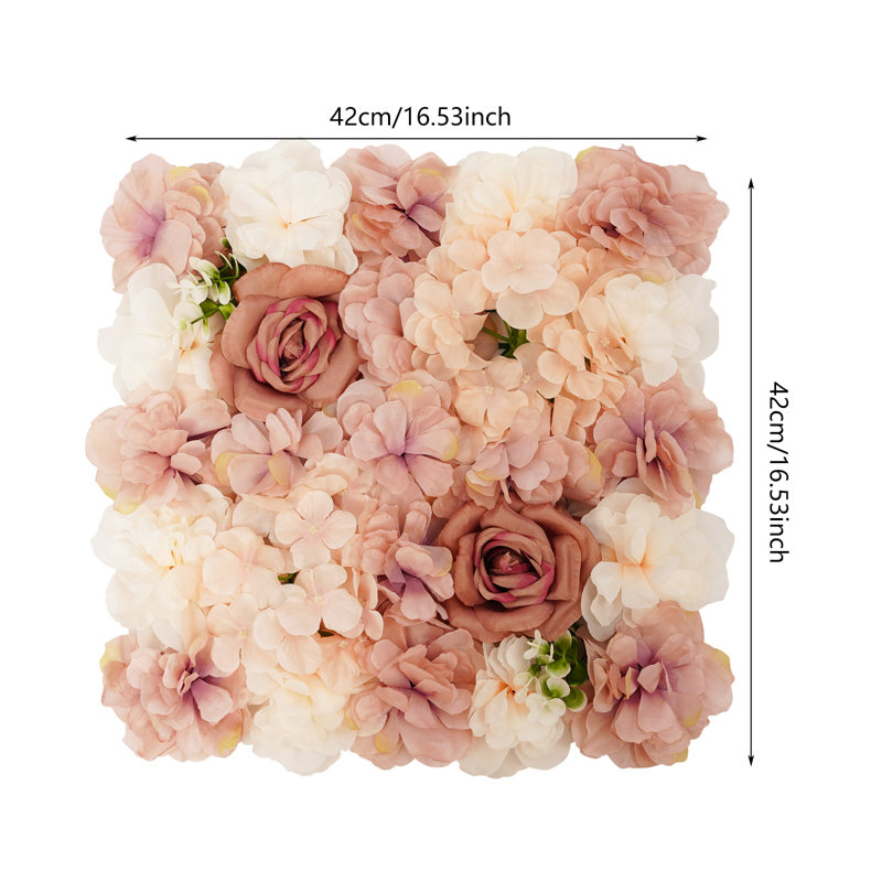 Artificial Flower Wall Panel, Coffee,Light Champagne, 12