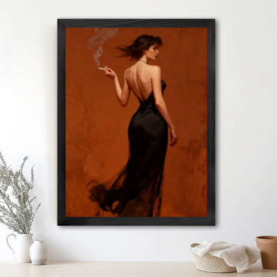 Noir encadré rétro Une femme sexy avec toutes sortes de charme, impressions murales de style rétro