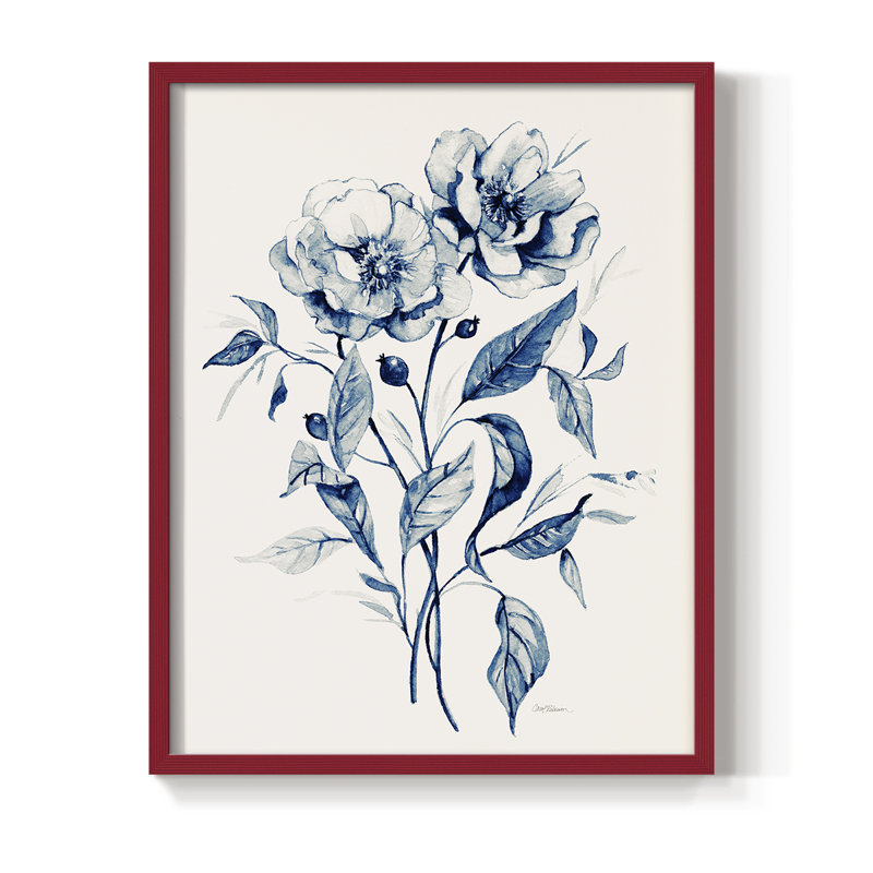 Indigo Wild Roses I, reproduction encadrée - bois massif, H 30 po x l 24 po, Rouge