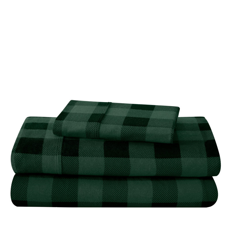 Flannel Plaid Sheet Set, Twin Sheet Set + 1 Fitted Sheet + 1 Pillowcase