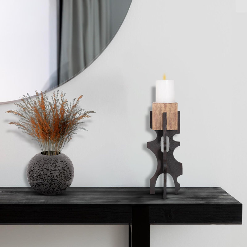 Cade Architectural Pillar Candle Holder- Short, Short