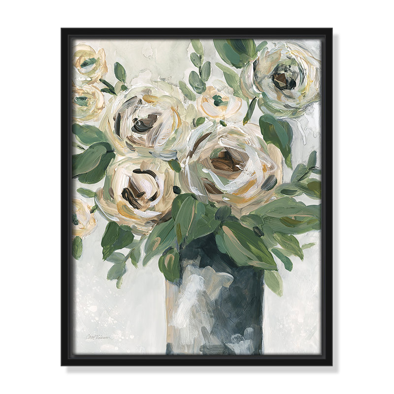 Impression florale de profondeur par Carol Robinson, H 15,5 po x l 12,5 po x P 2 po, Noir