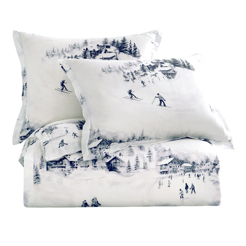 Ensemble de housse de couette eucalyptus blanc gris Lyocell, Housse de couette pour grand lit et 2 taies décor