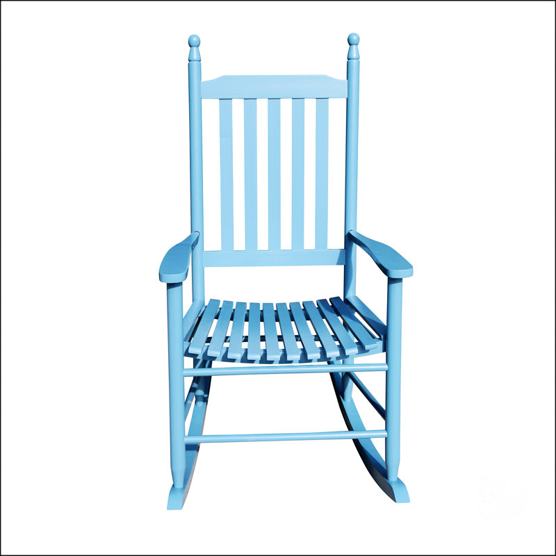Chaise berçante en bois, Bleu