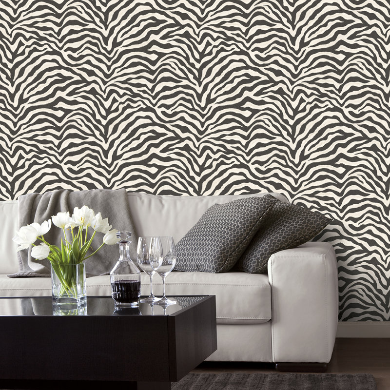10m x 53cm Matte Wallpaper Roll, White/Black
