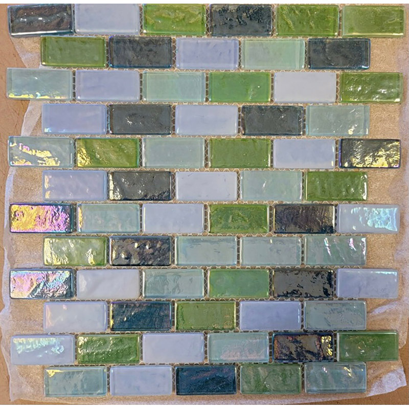 Carreau de mosaïque linéaire en verre 1 po x 2 po Bahamas
