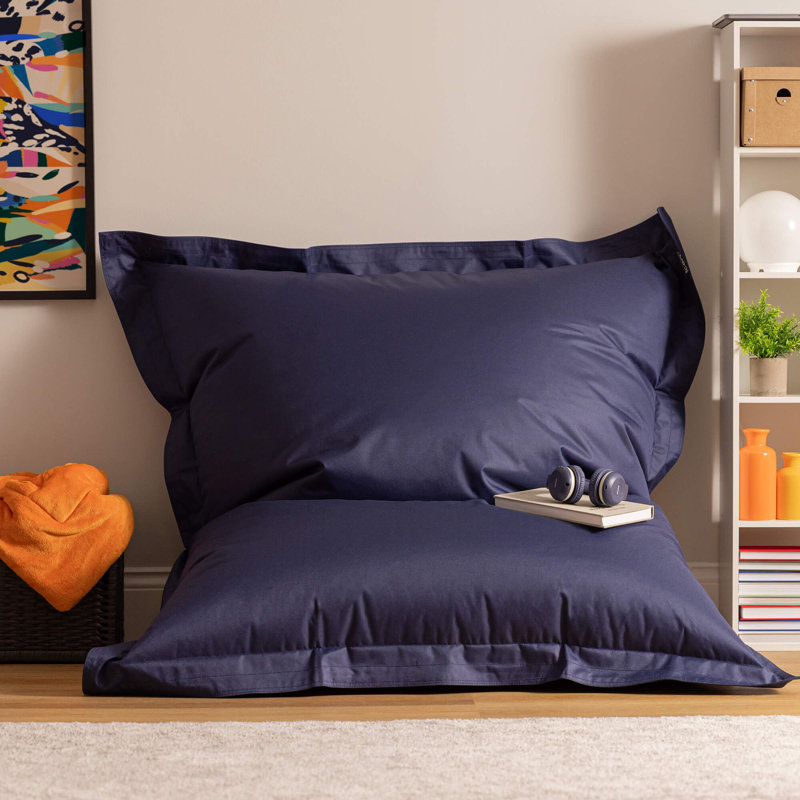 Bazaar Bag Water-Resistant XL Floor Cushion Bean Bag, Navy Blue