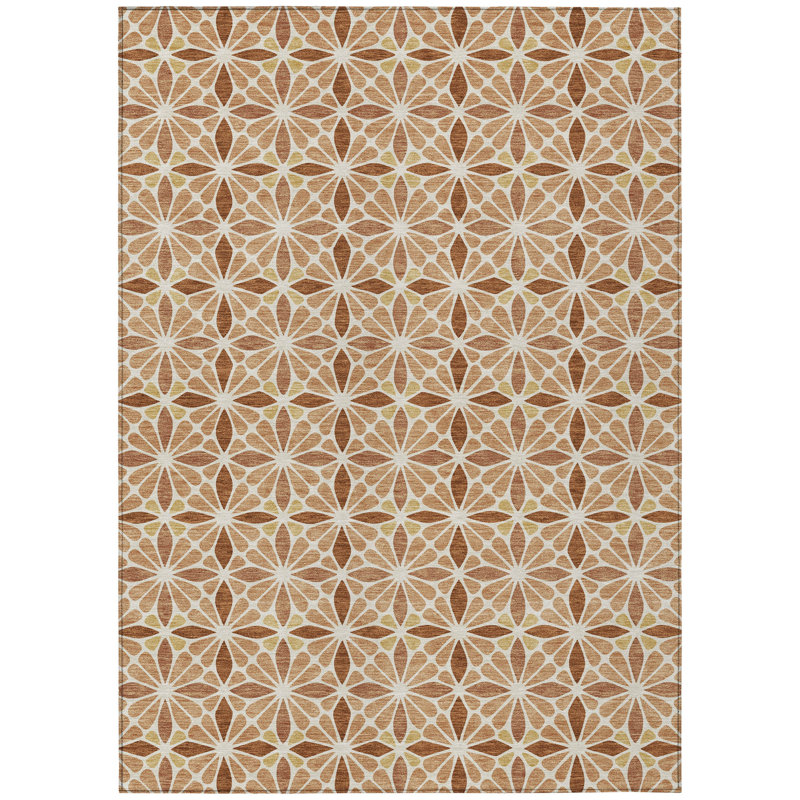 Machine Washable Indoor/Outdoor Chantille ACN2469 Geometric Rug, 3' x 5', Copper