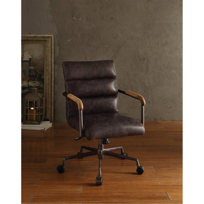 Antique Slate Top Grain Leather Office Chair