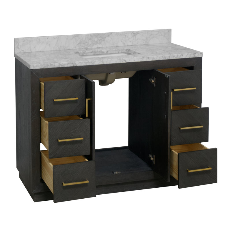 Ensemble de meuble-lavabo simple 48 po Sadelle, Chêne foncé