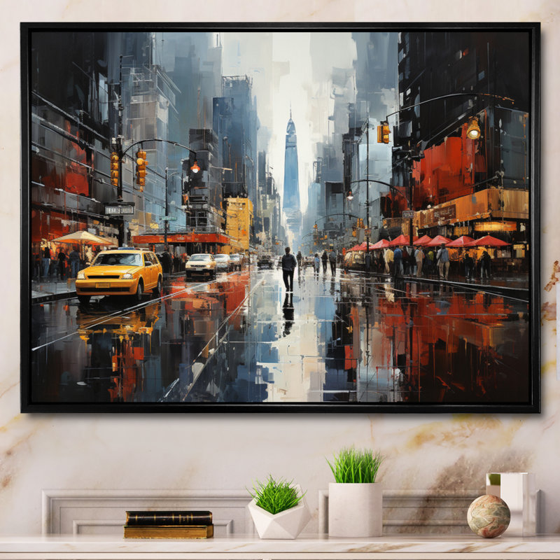 Cityscape Collage VI - Abstract Collages, reproduction sur toile encadrée, Cadre flottant noir, H 30 po x l 40 po x P 1,5 po