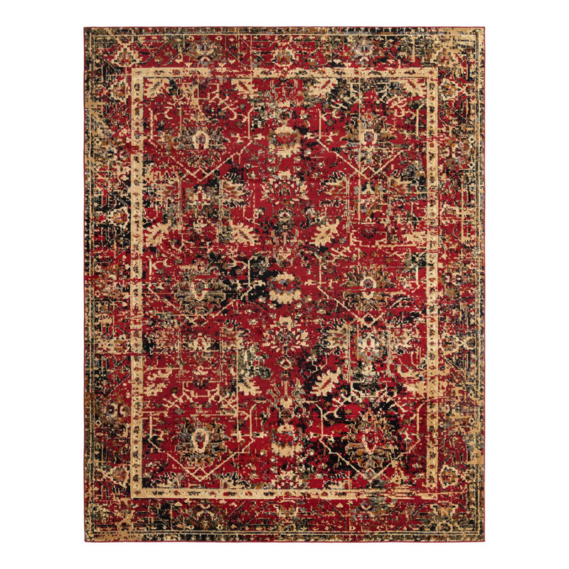 Tapis brun / rouge / noir Alameda, Rectangle 7 pi 10 po x 10 pi