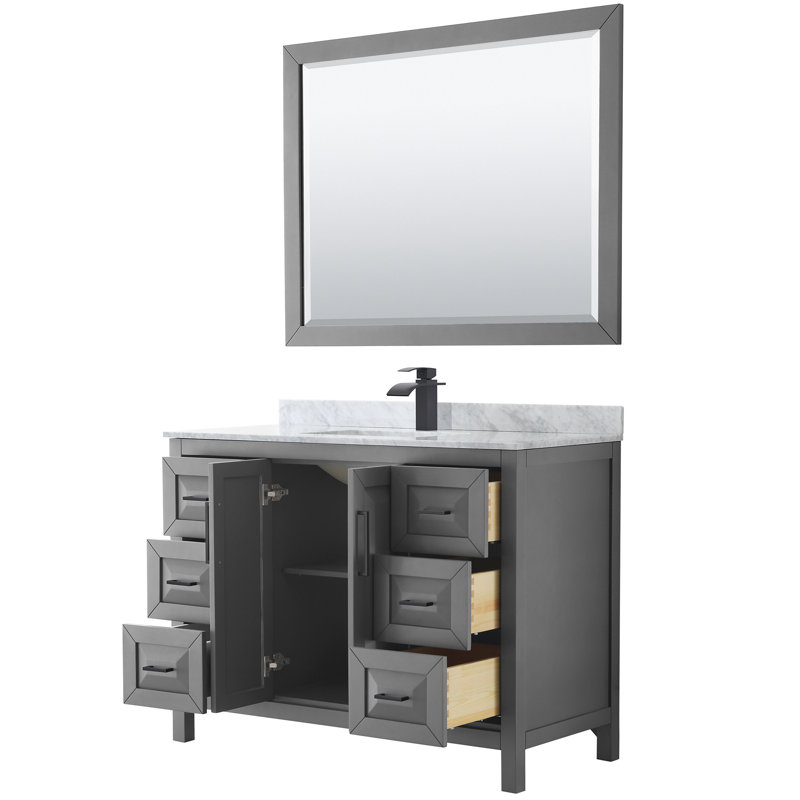 Daria 48'' W Single Vanity, White Cultured Marble, Dark Gray, Matte Black