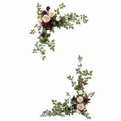 Panneau de bienvenue, fleurs, décoration florale de mariage, 2 pièces de décorations d'arche artificielle, arrangement de verdure, réception de chevalet de jardin, entrée extérieure, panneau non inclus