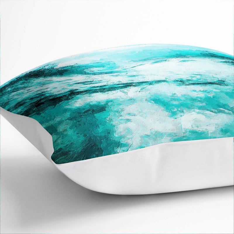 Curled Wave In New Zealand In Abstract Square Throw Cushion, 55cm H x 55cm W x 20cm D, White