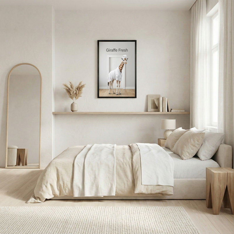 Ensemble de 1 tableau sur toile tendue représentant une girafe, H 30 po x l 20 po