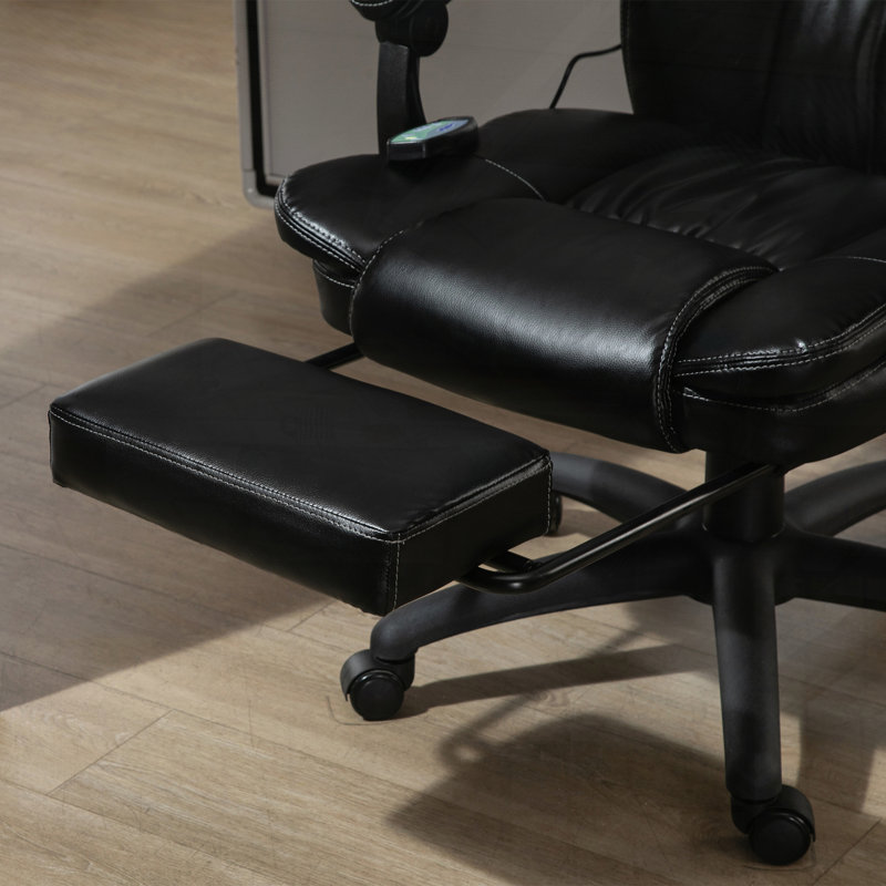 Fauteuil de bureau à haut dossier avec dossier inclinable à 6 modes de vibration et 5 points de repose-pieds rétractable