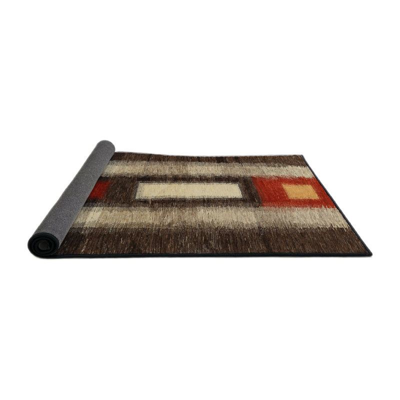 Tapis brun / beige / rouge, Rond 6 pi
