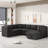 108.6" U-Shaped Sectional Sofa Bed With USB Ports, Power Sockets, Three Pillows