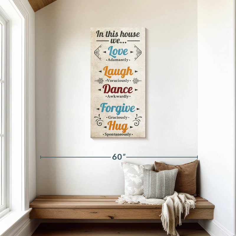 Plaque murale «Blissful Family Rules», H 42 po x l 21 po