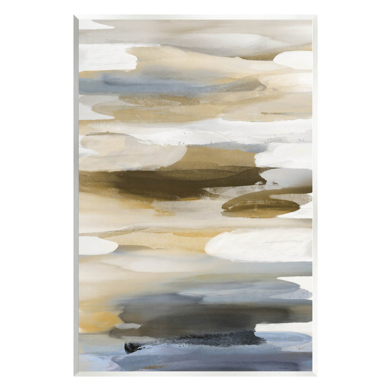 «Brown Blue Abstract Shapes», art mural par Jackie Hanson, H 19 po x l 13 po x P 0,5 po