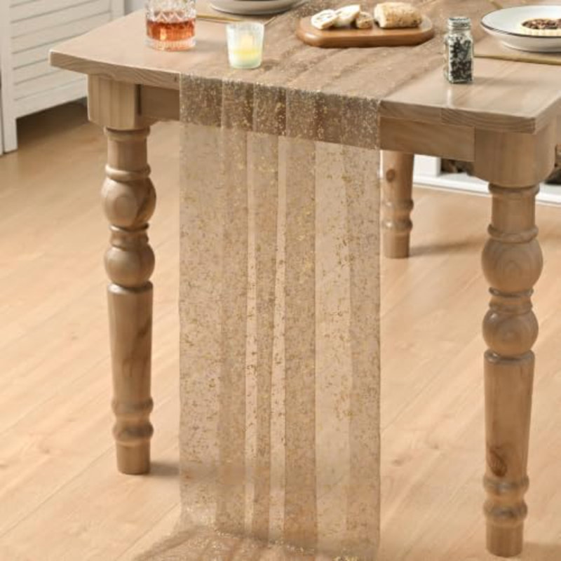 Chemin de table 6 pièces café gaz doré 120 pouces 10pi